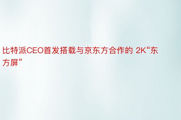 比特派CEO首发搭载与京东方合作的 2K“东方屏”