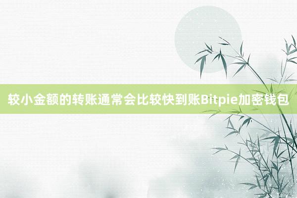 较小金额的转账通常会比较快到账Bitpie加密钱包