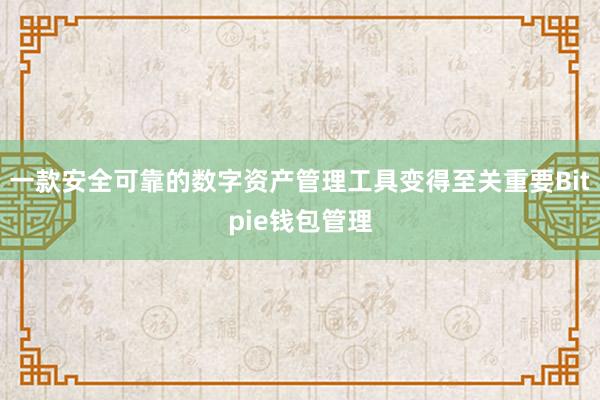 一款安全可靠的数字资产管理工具变得至关重要Bitpie钱包管理