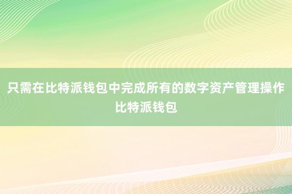 只需在比特派钱包中完成所有的数字资产管理操作比特派钱包