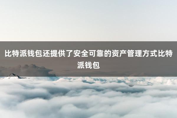 比特派钱包还提供了安全可靠的资产管理方式比特派钱包