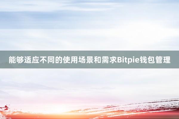 能够适应不同的使用场景和需求Bitpie钱包管理