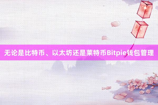 无论是比特币、以太坊还是莱特币Bitpie钱包管理